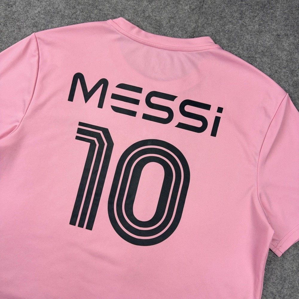Messi T Shirt Mens Large Pink 10 Soccer Jersey Short Sleeve Football MLS Miami